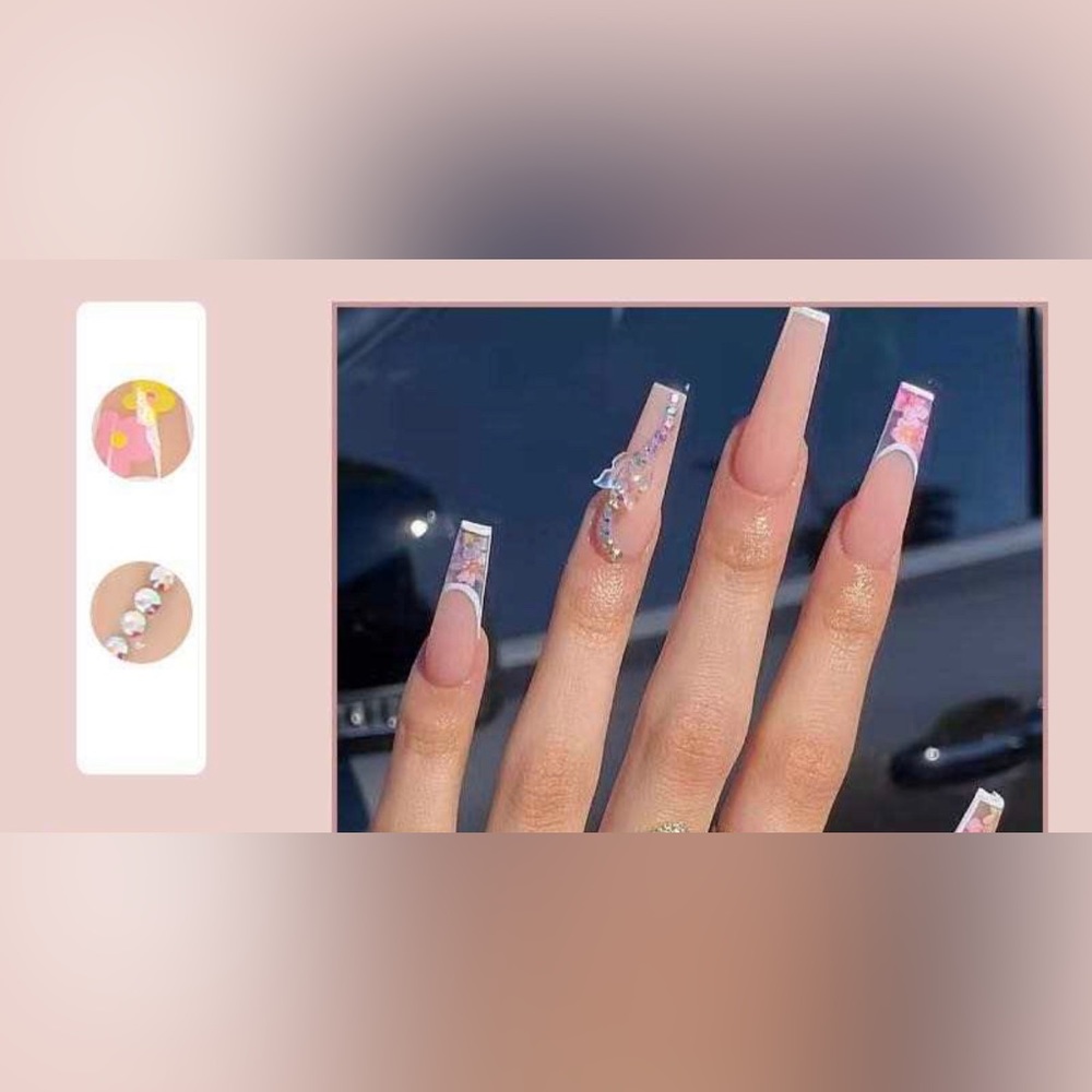 Flower Press on Nails